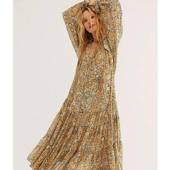 Free People Floral Maxi Dress - Yellow and Blue - Picture 2 of 16